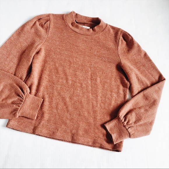 Madewell Sweaters - Madewell Puff-Sleeve Mockneck Top burnt orange